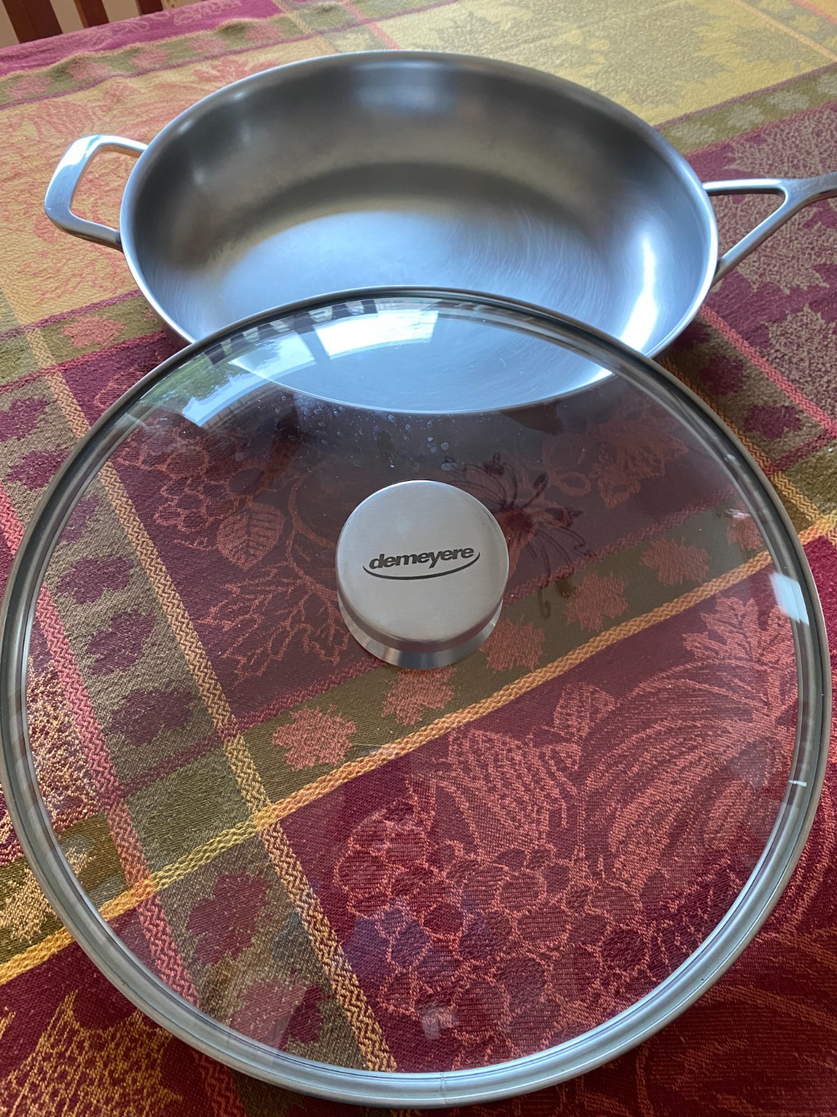 Demeyere 12.6-inch, 18/10 Stainless Steel, Frying Pan/Skillet with Glas Lit