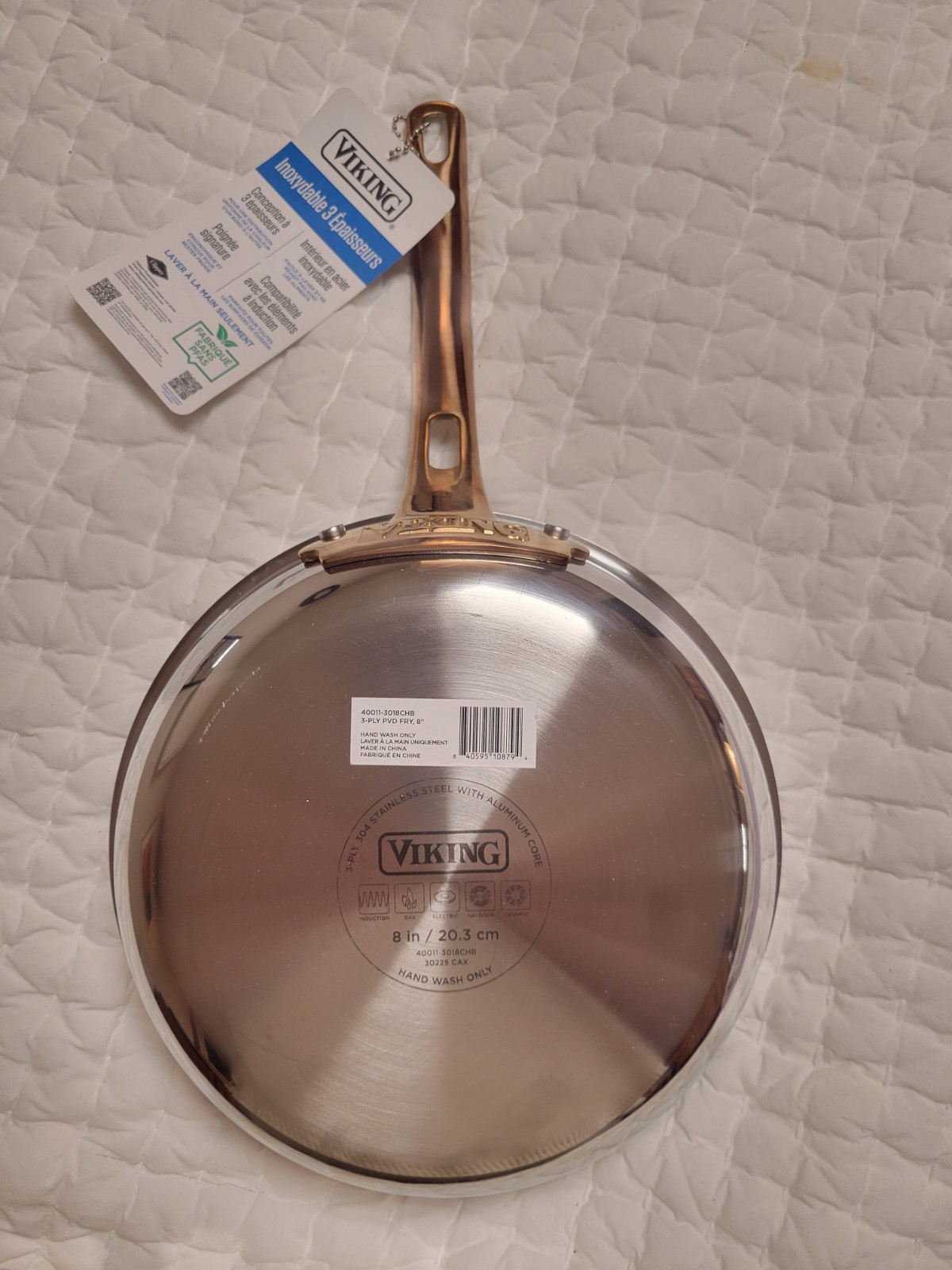 Viking 3-Ply Stainless Steel Copper Handle Omelette 8” Fry Pan NWT 40011-3018CHB