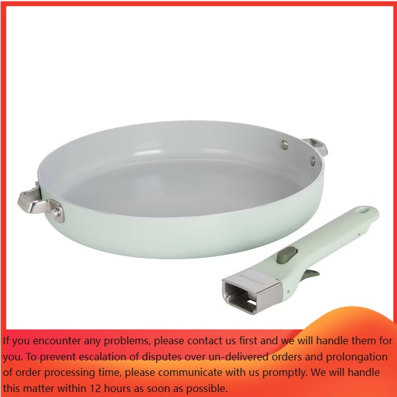 12″ Frypan Removable Handle Ceramic Nonstick Cookware Sage Green