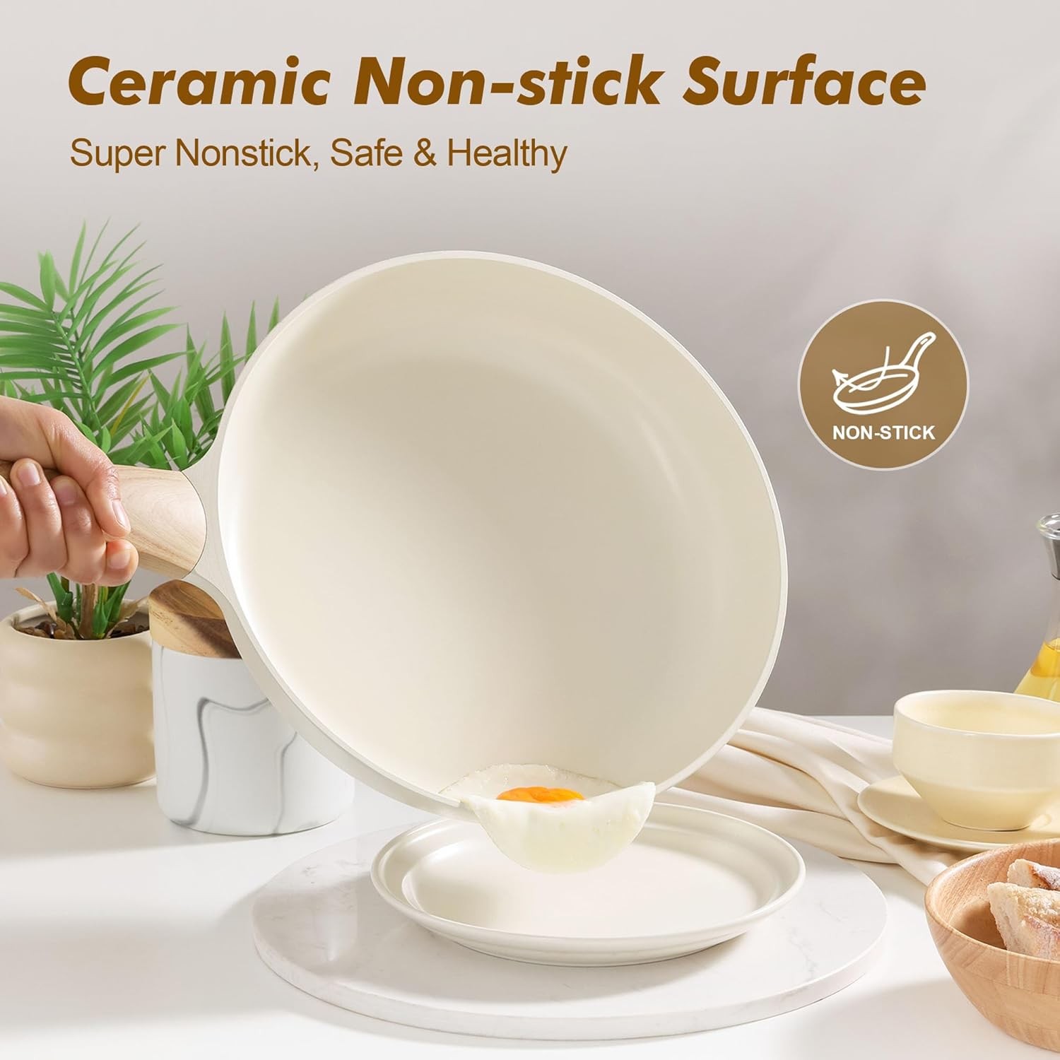 Ceramic Nonstick Frying Pan Small Skillet 8/9.5/11/12.5Inch Non Stick Omelet Pan