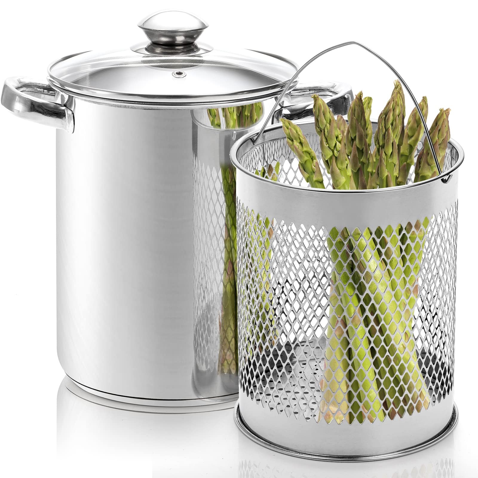 Asparagus Pot, 4 Quart Stainless Steel Steamer Cooker, Vegetable Asparagus Co…