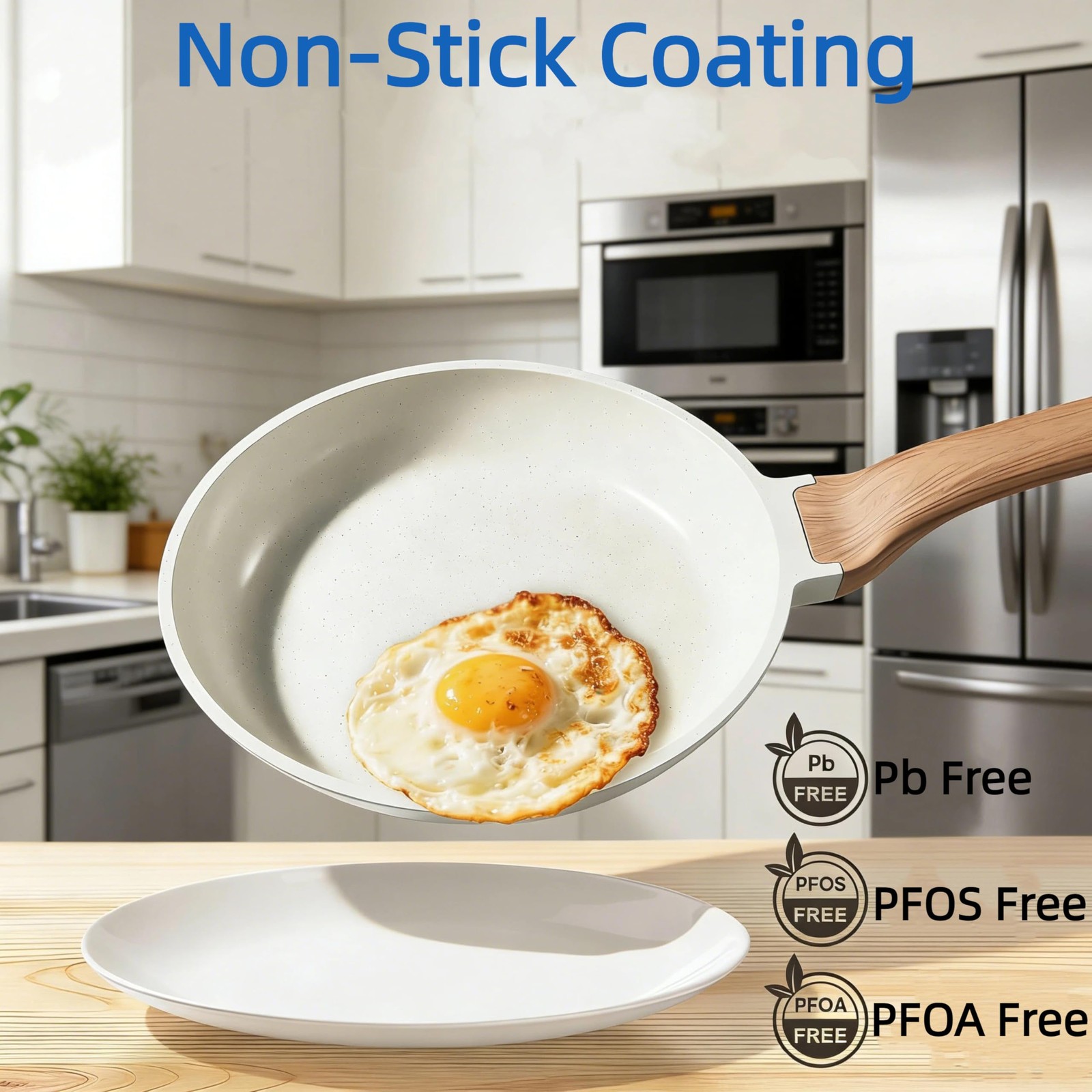 25Pcs Ceramic Cookware Set, Nonstick & Non-Toxic Healthy Pots and Pans Beige