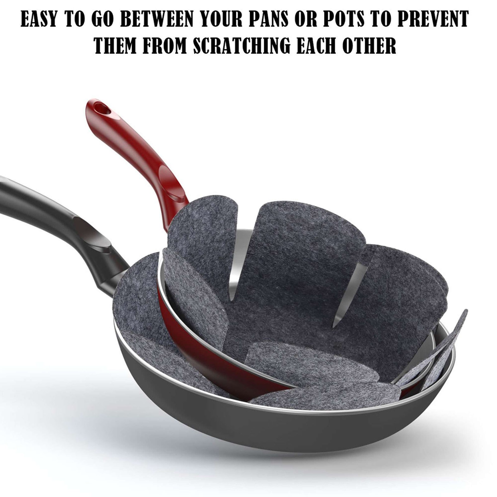 6PCS Felt Pots and Pans Divider Separator Pads, Cookware Protector Set