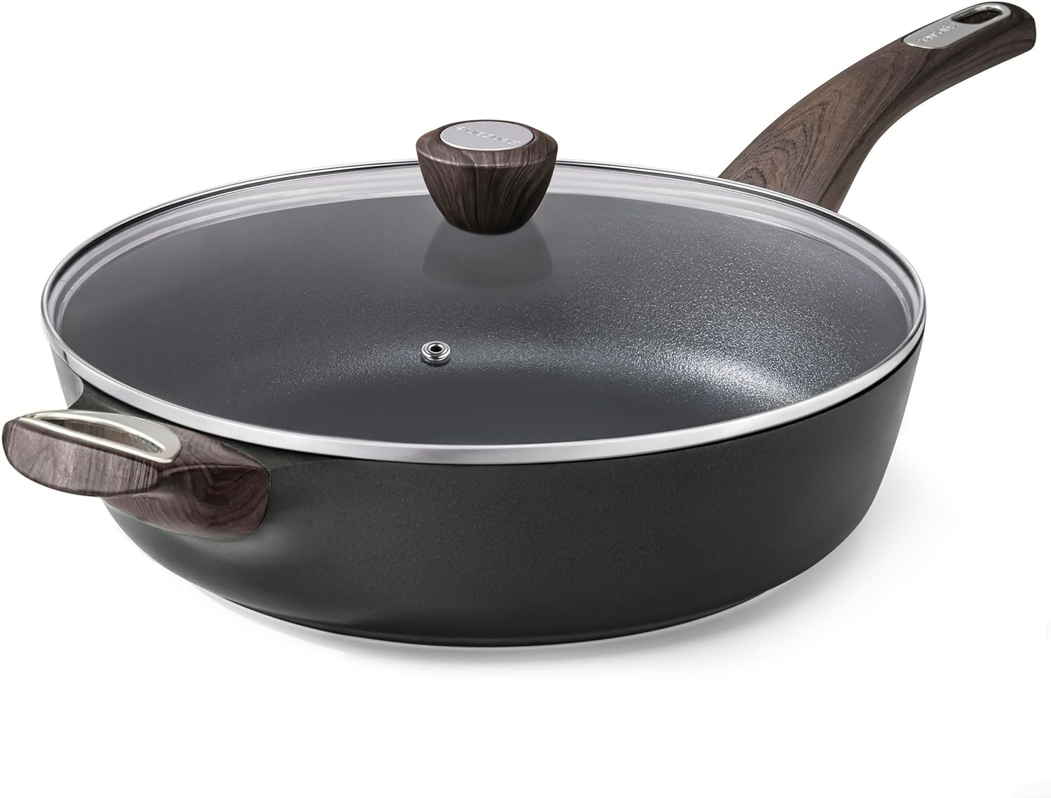 Nonstick Frying Pan Skillet with Lid, 12 Inch Large Deep Frying Pan, 5 Qt Non St