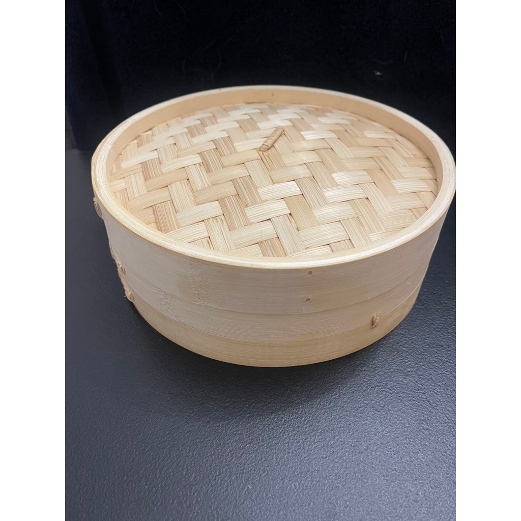 Crofton 10″ Bamboo Steamer Basket w/ Lid Round 1-Tier Dumpling Bao Bun Steamer