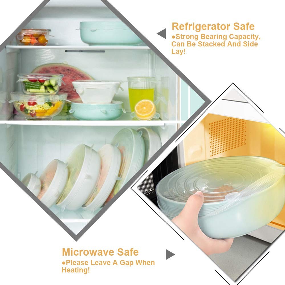 4 Pack Same Size Silicone Stretch Lids, Thicker Reusable Sturdy Silicone Contain