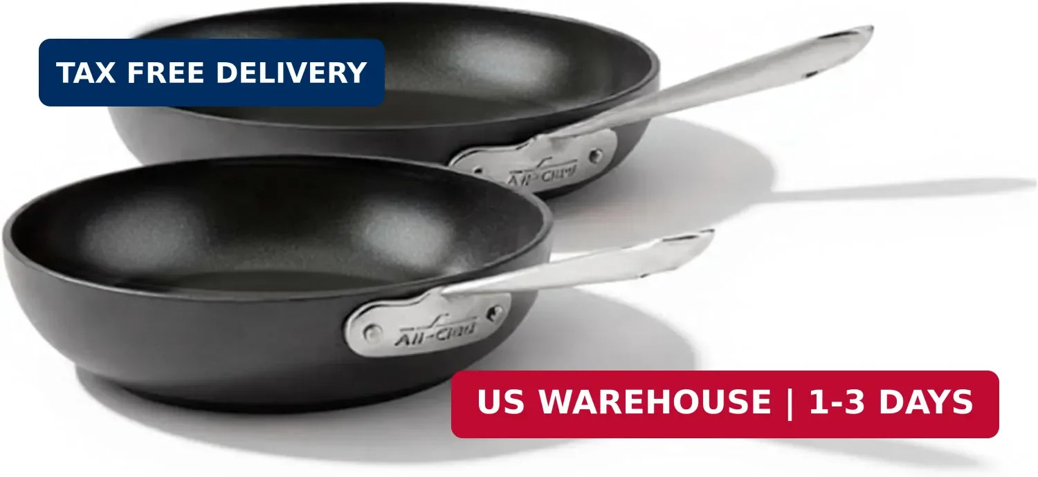 All-Clad HA1 Hard Anodized Non Stick Fry Pan Set 2 Piece, 8, 10 Inch, Induction,