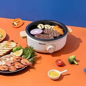 Aroma Housewares AMC-130 Whatever Pot, Indoor Grill, Cooking, Hot Pot with Glass