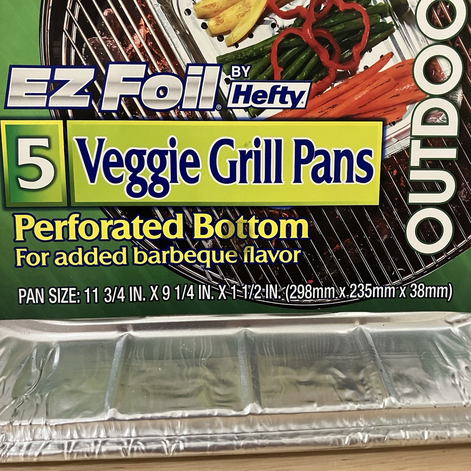 2013 Hefty EZ Foil Veggie Grill Pans (5) Barbeque 11.75×9.25×1.5 NEW USA NOS