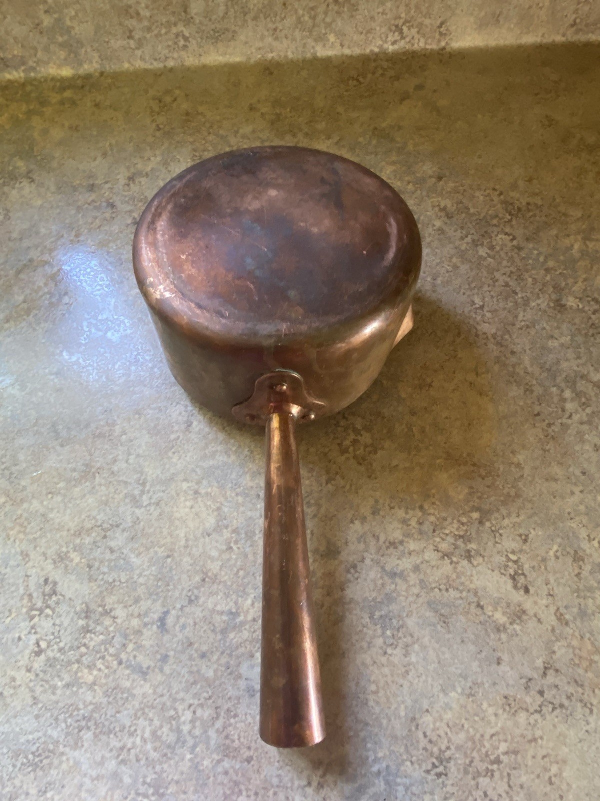 FRENCH COPPER 1.75 Qt. HOLLOW HANDLE SUGAR POT w/ SPOUT