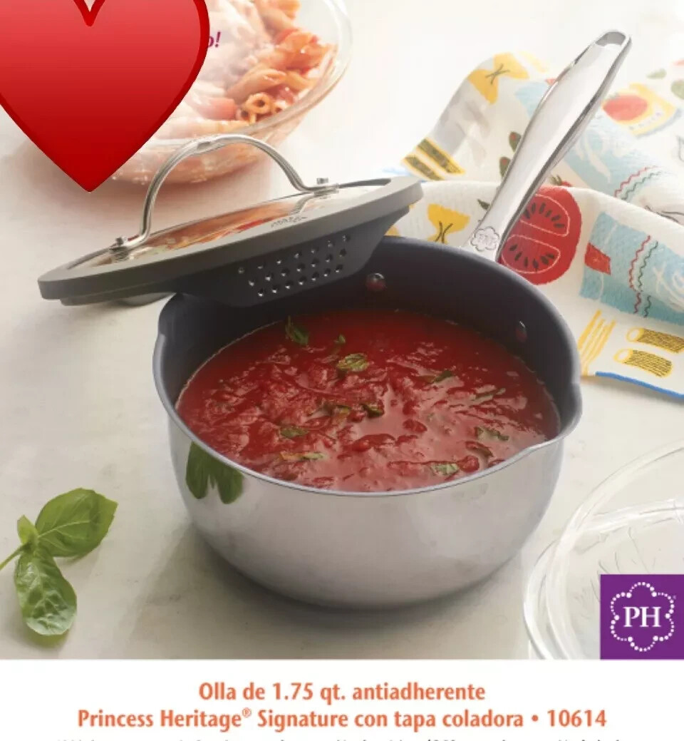 Princess House Heritage Signature 1.75-Qt. Nonstick Straining Saucepan (10614) N