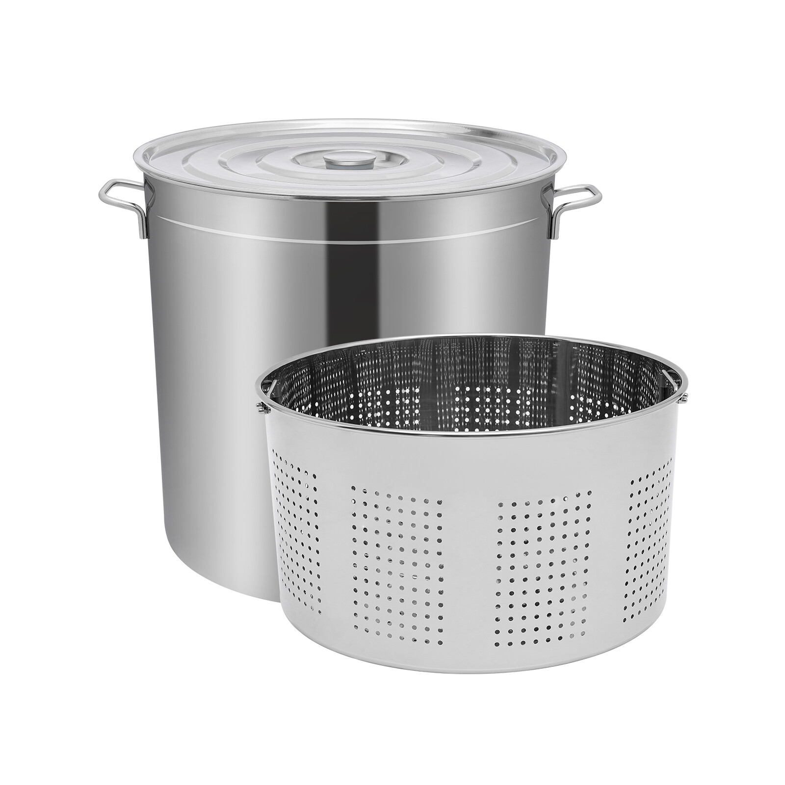 50L (52.8 Qt) Stainless Steel Stock Pot With Perforated Basket & Lid