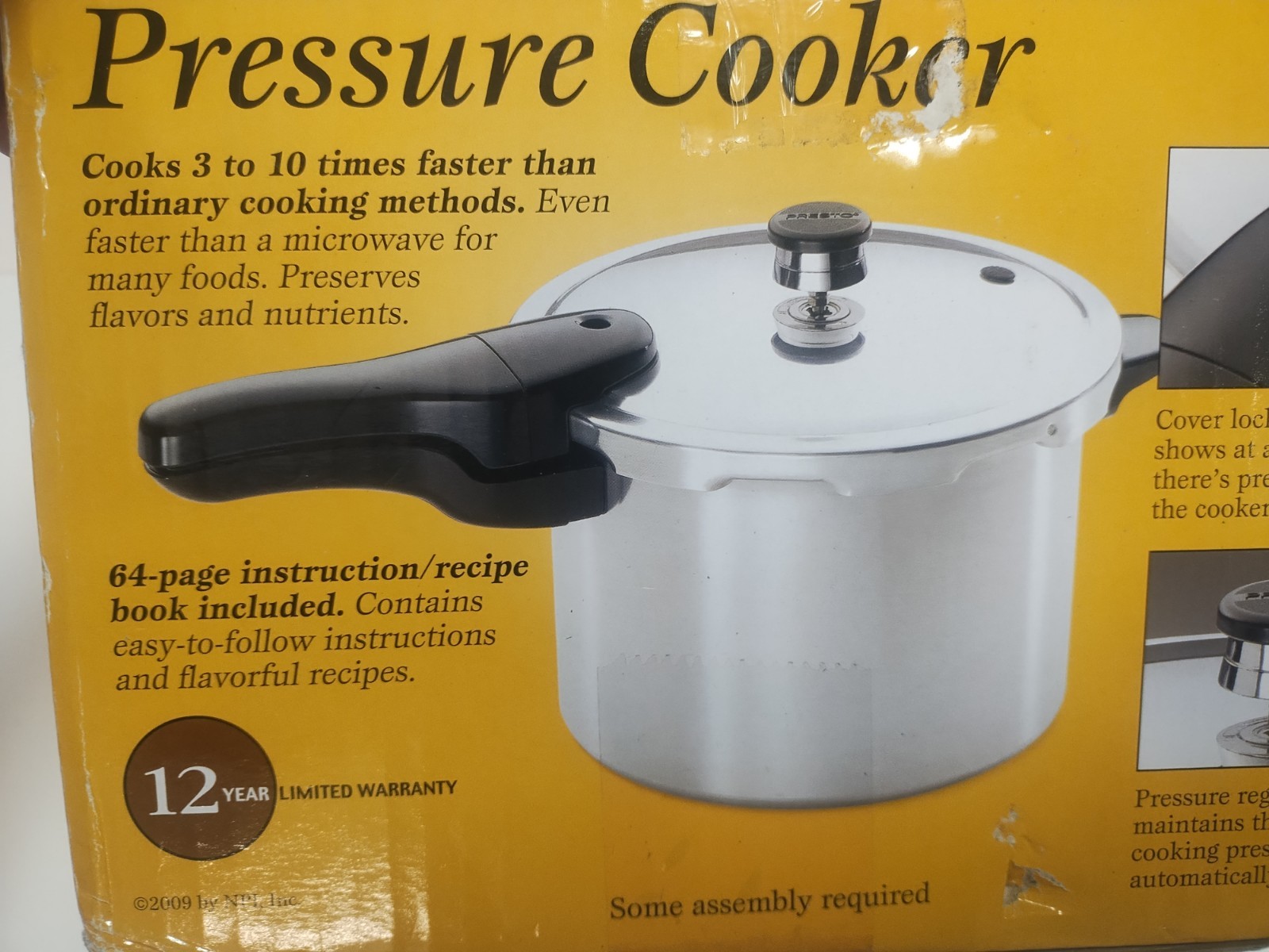 Presto 6 Quart Aluminum Pressure Cooker, Regulator,Cover Lock, Silver. 01264 NEW