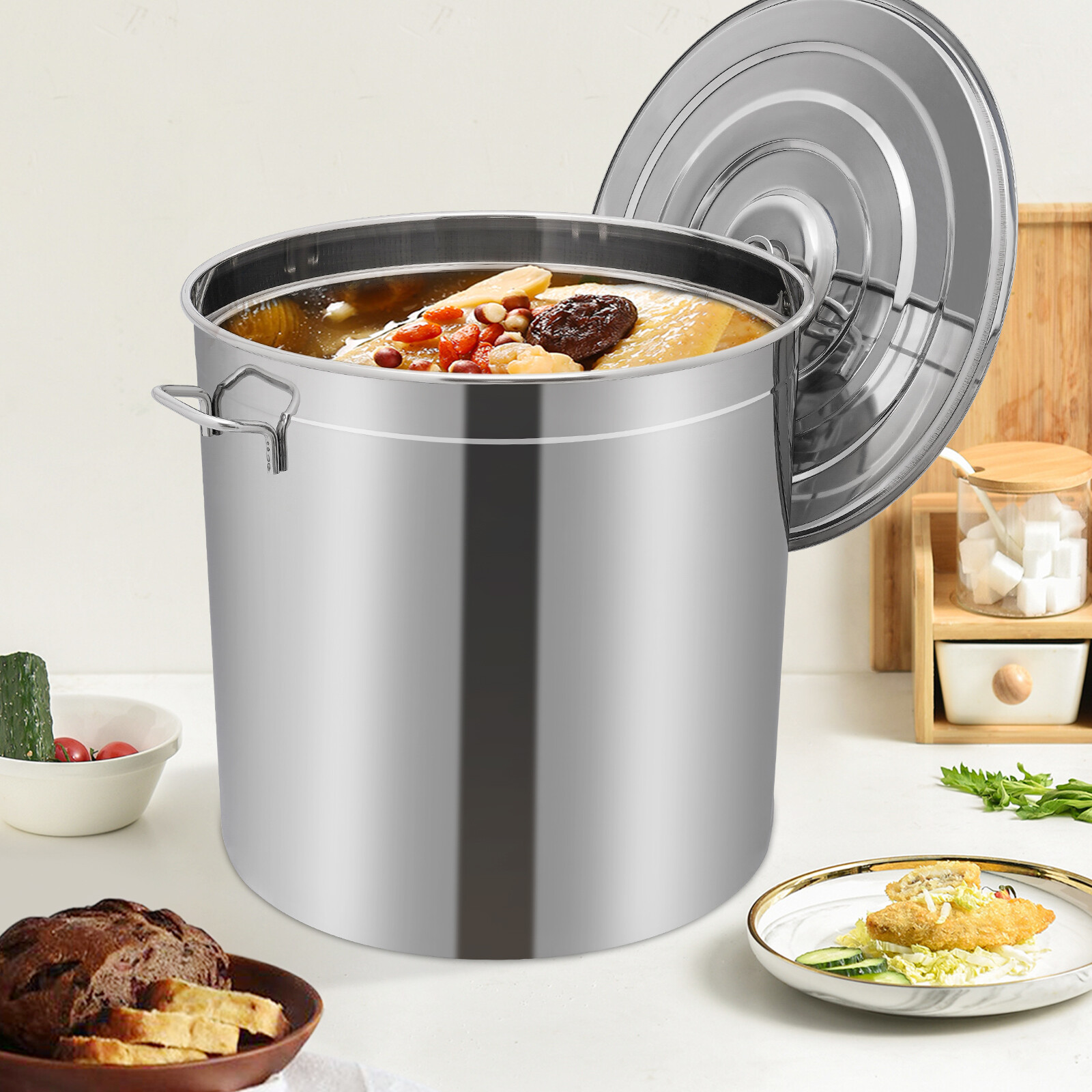 50L (52.8 Qt) Stainless Steel Stock Pot With Perforated Basket & Lid