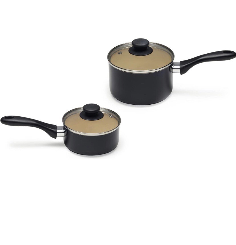 Amazon Basics 11-Piece Pots and Pans Ceramic Cookware Nonstick Set – Black/Cream