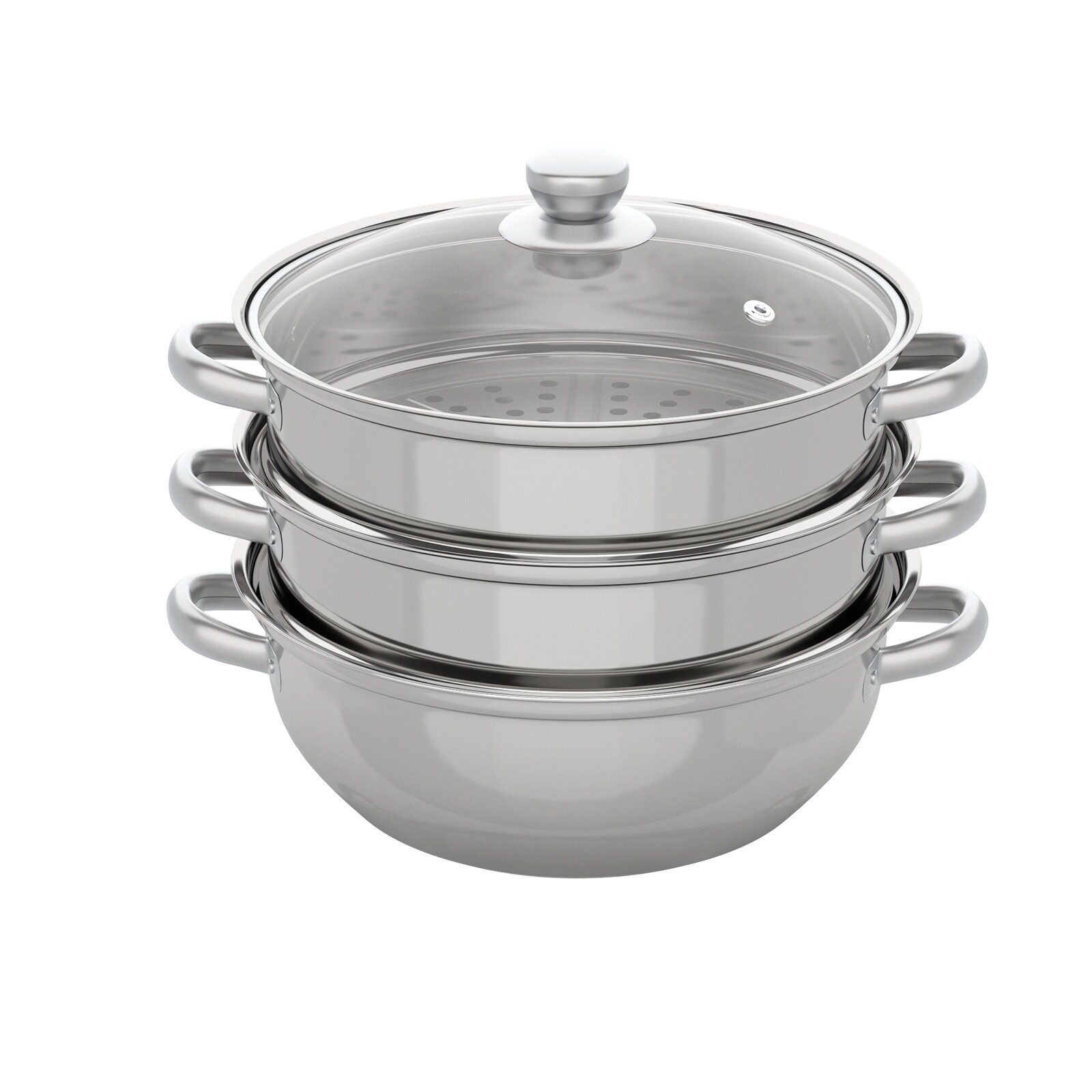 3Tier Steamer Cooker Steam Pot Food Veg Cooking Stainless Steel Kitchen Cookware