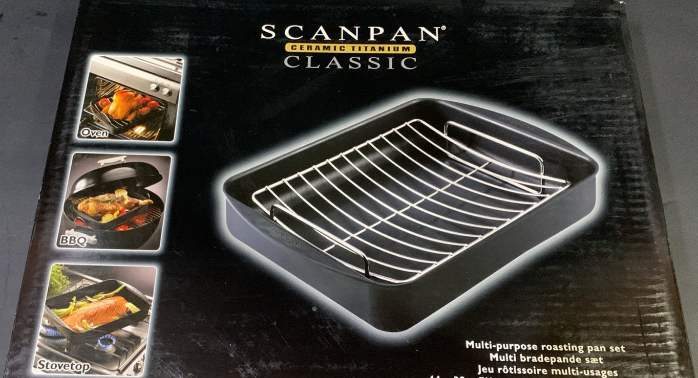 Scanpan CLASSIC- 7.5qt | 17″ x12” Ceramic Titanium Roasting Pan Excellent USED