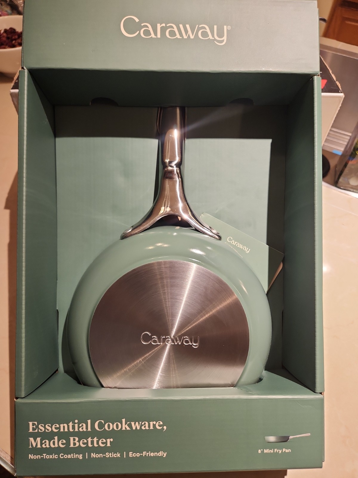 Caraway Home 8″ Mini Fry Pan Sage Green Toxin Free Non Stick Ceramic Oven Safe
