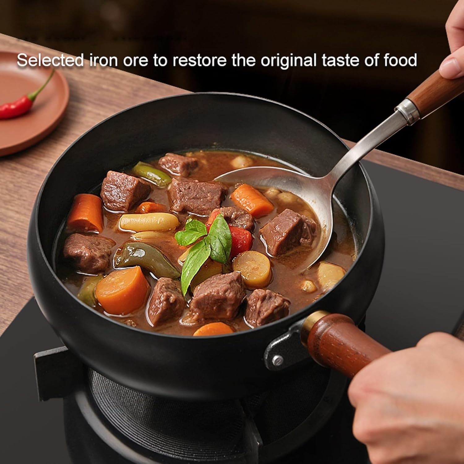 Durable Non-Chemical Coated 10.2 Inch Carbon Steel Wok – Ideal for Stir-Frying