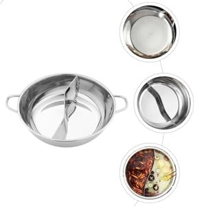 Stainless Steel Split Hot Pot with Lid 12.6 Inch Dual Section Induction Cooker