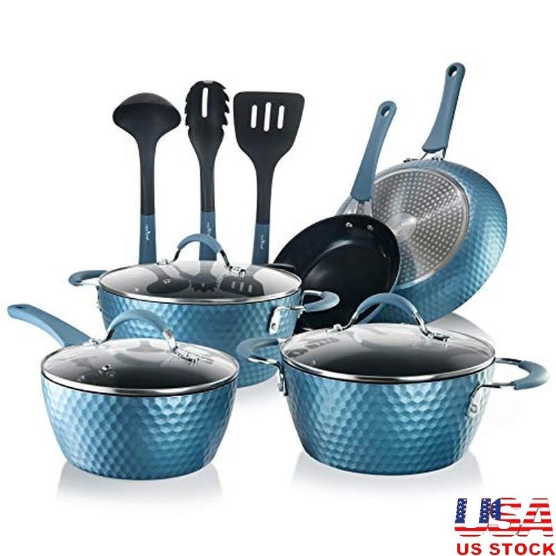 11pc Nonstick Cookware Set Ceramic Coating Induction Ready Heat Resistant New