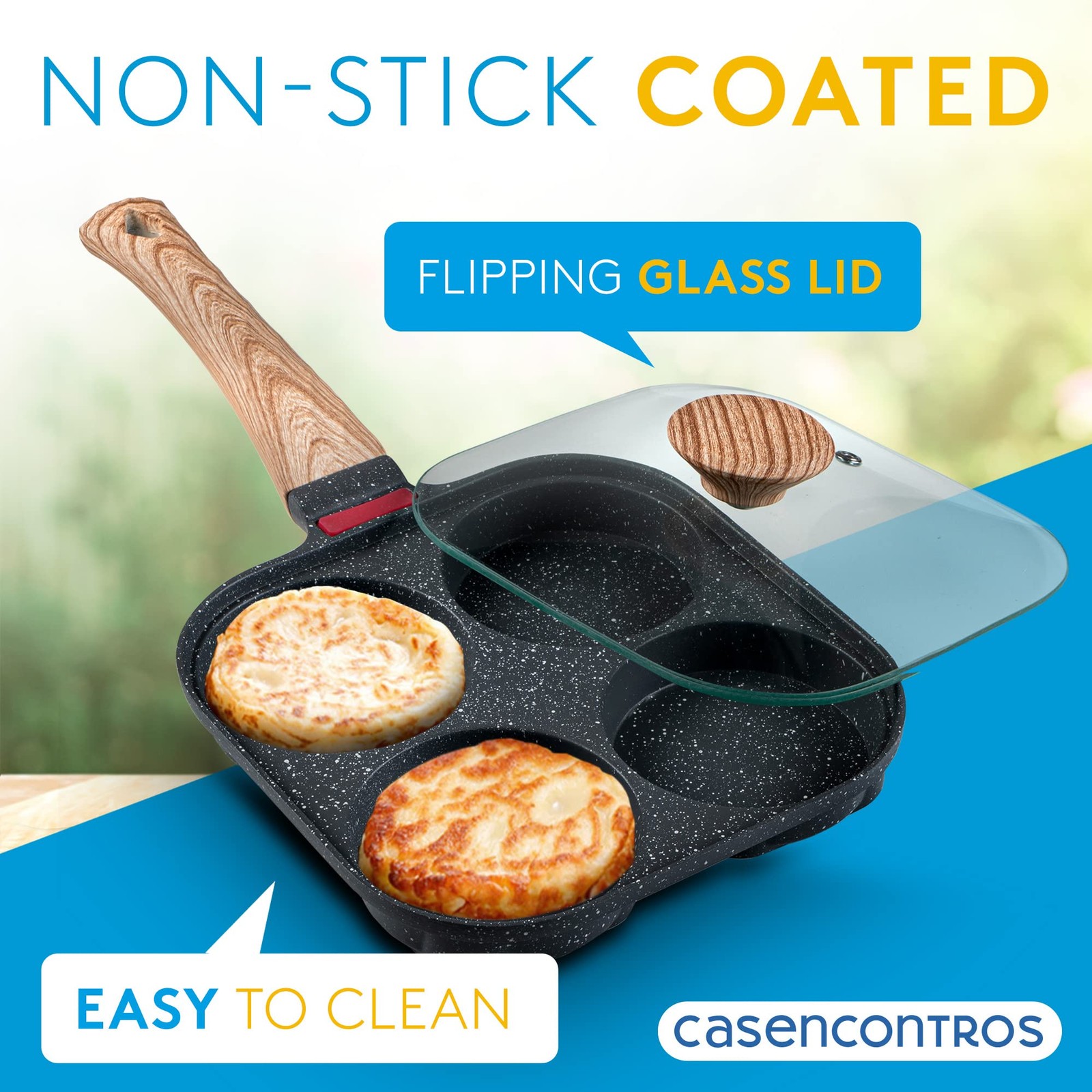4 Cup Nonstick Egg Frying Pan Flipping Lid Brush Scraper Induction Gas Cooker