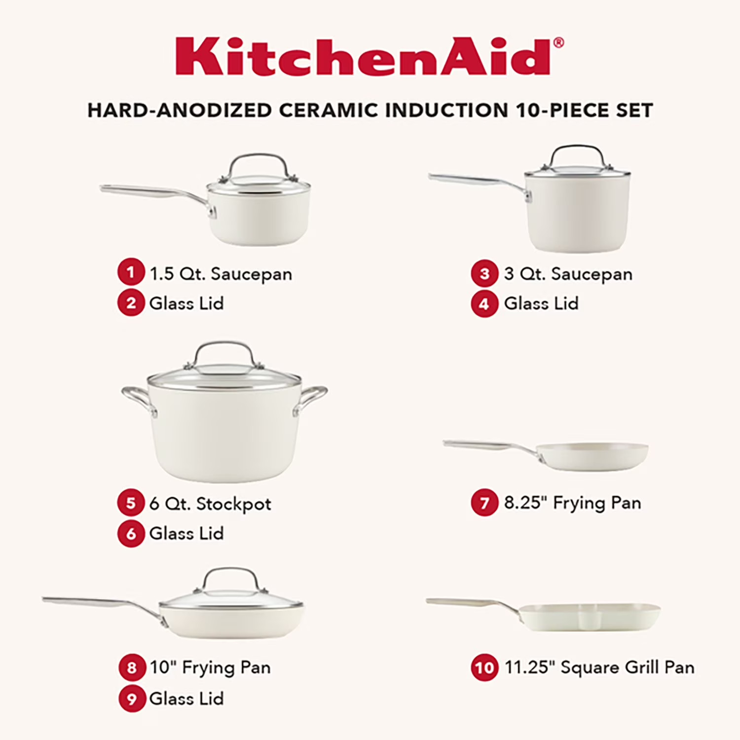 KitchenAid 10-Piece Hard-Anodized Ceramic Induction Cookware Set