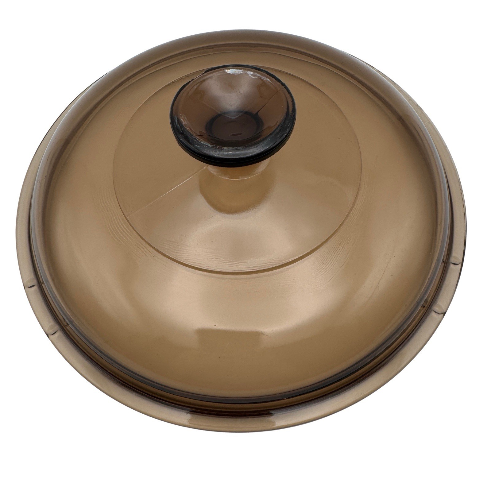 Pyrex Visions V2.5C Amber Brown Glass Pot Lid Only Replacement (Small Chip)