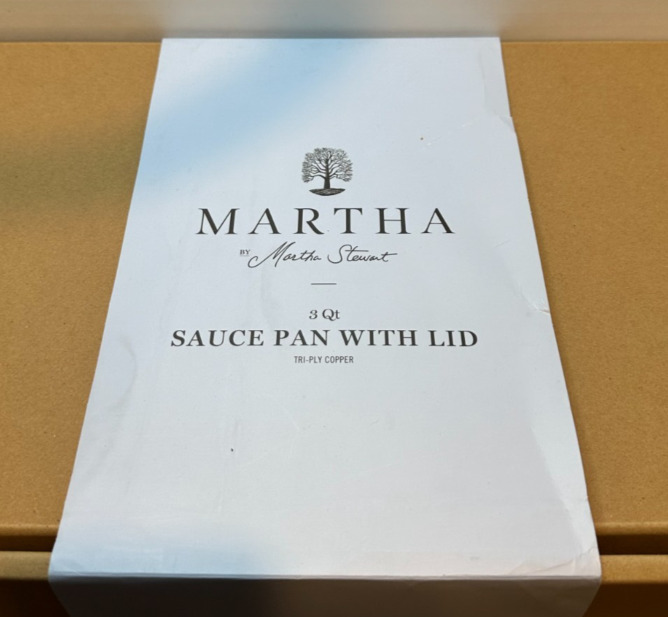 MARTHA STEWART 3qt Tri-ply Stainless Steel Signature Copper Low Sauce Pan w/Lid