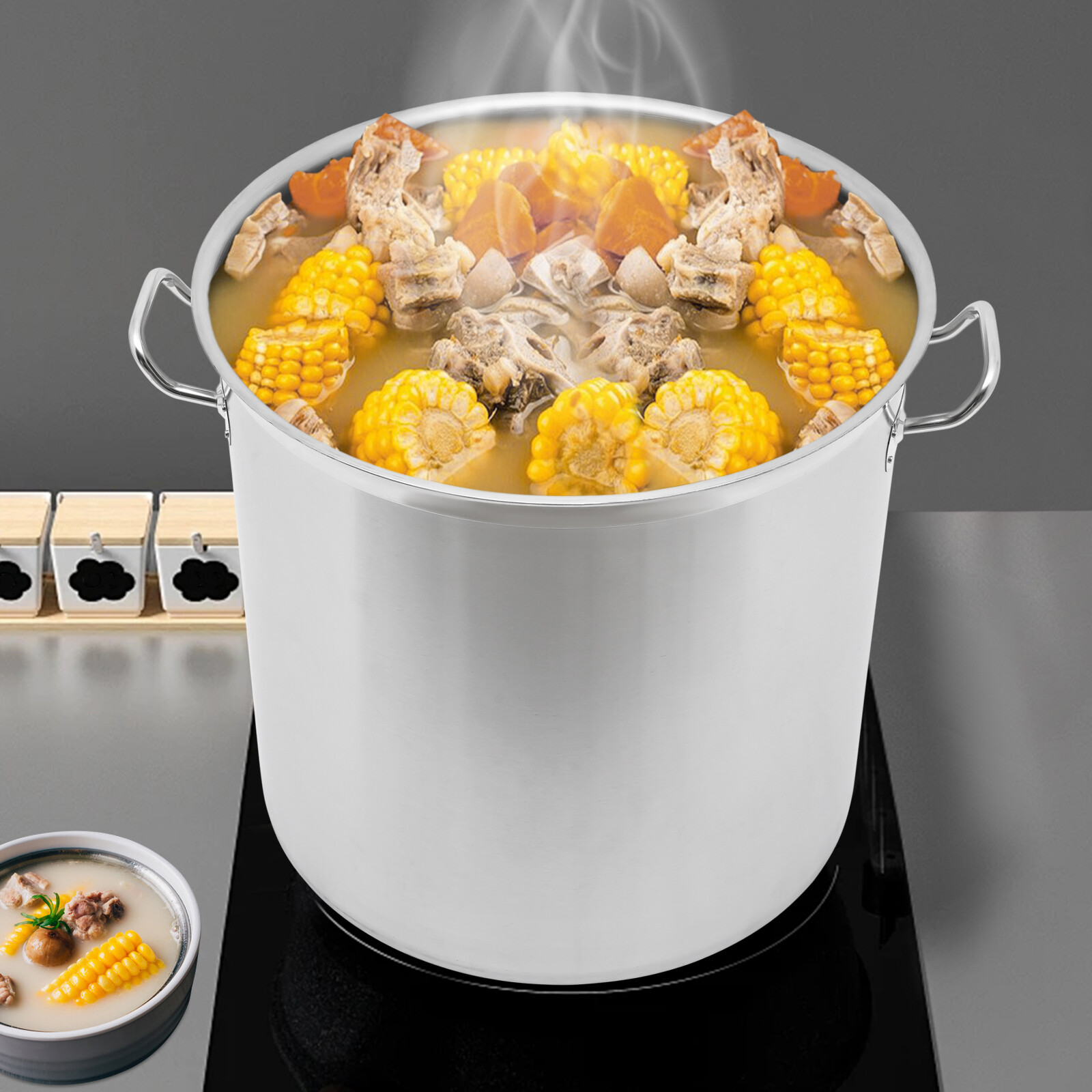 100 Quart Large Stock Pot Stainless Steel w/ Lid for Restaurant Kitchen Cooking