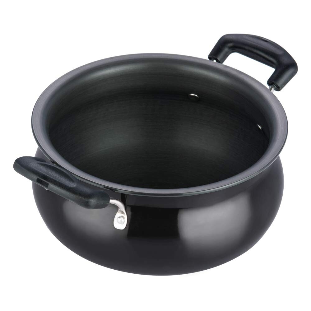 Black Pearl Hard Anodised Cooking Handi with Stainless Steel Lid (5 liters)