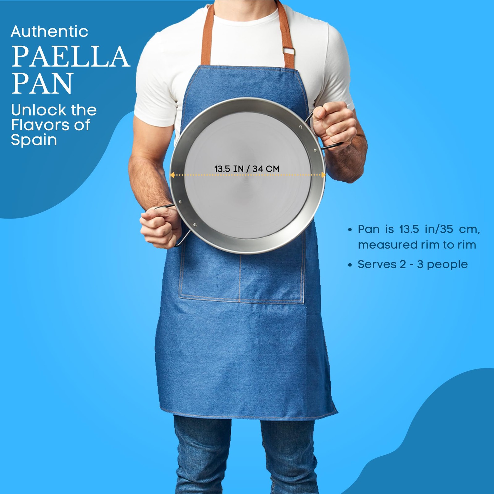 Garcima 13 1/2-Inch Pata Negra Restaurant Grade Paella Pan 34Cm Pn-13.5
