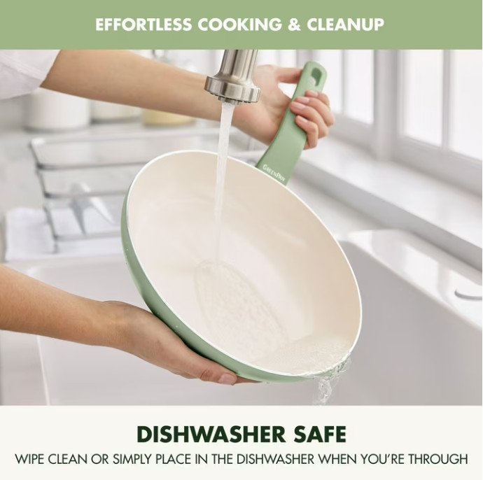 GreenPan Essence 3-Piece Fry Pan Set – 7″, 9.5″ & 11″ Ceramic Nonstick, Green