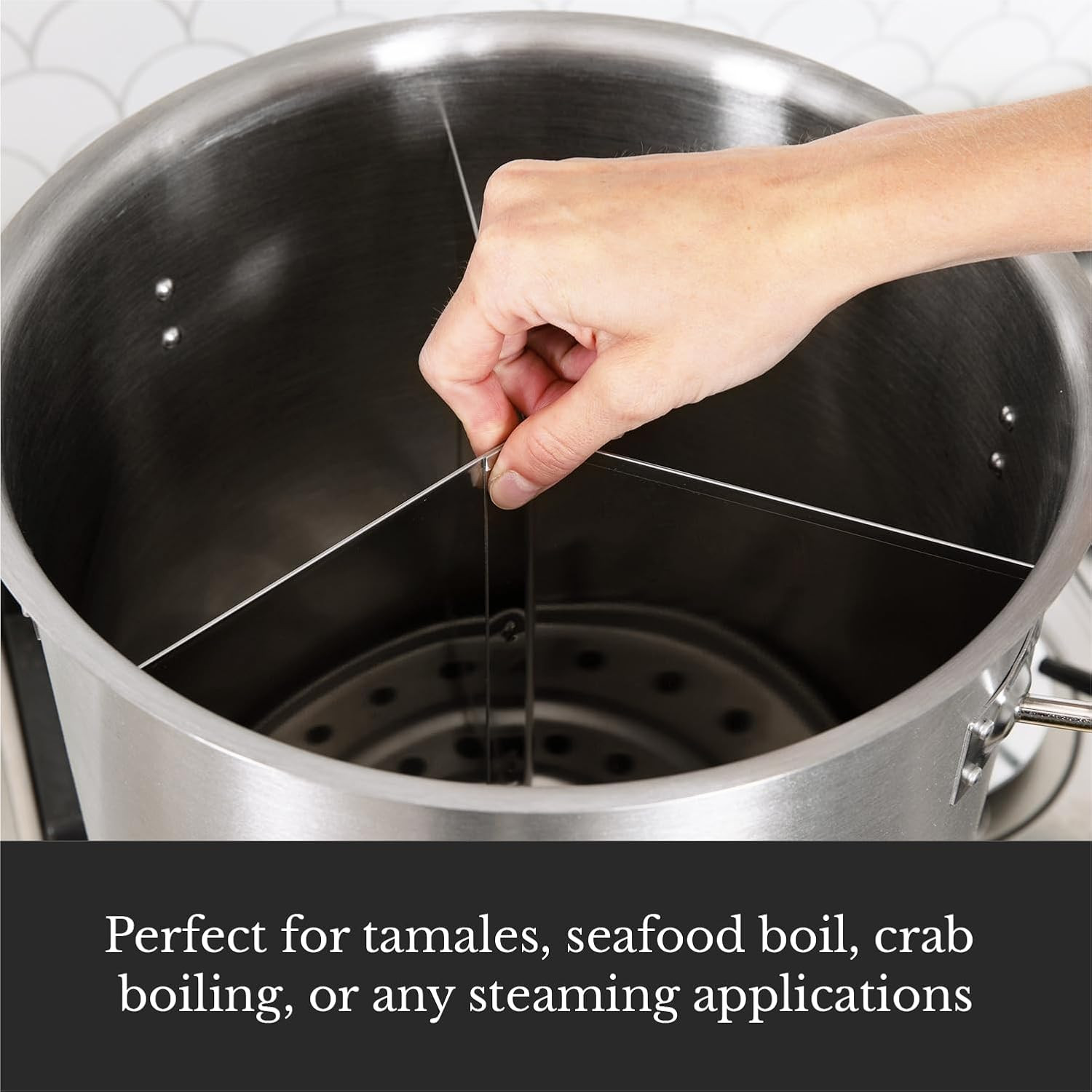 20Qt Stainless Steel Steamer Pot with Rack & Divider – Induction Ready