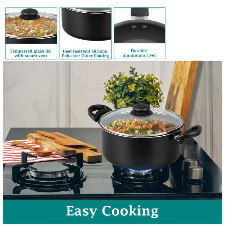 7 Piece Non-Stick Cookware Set Black