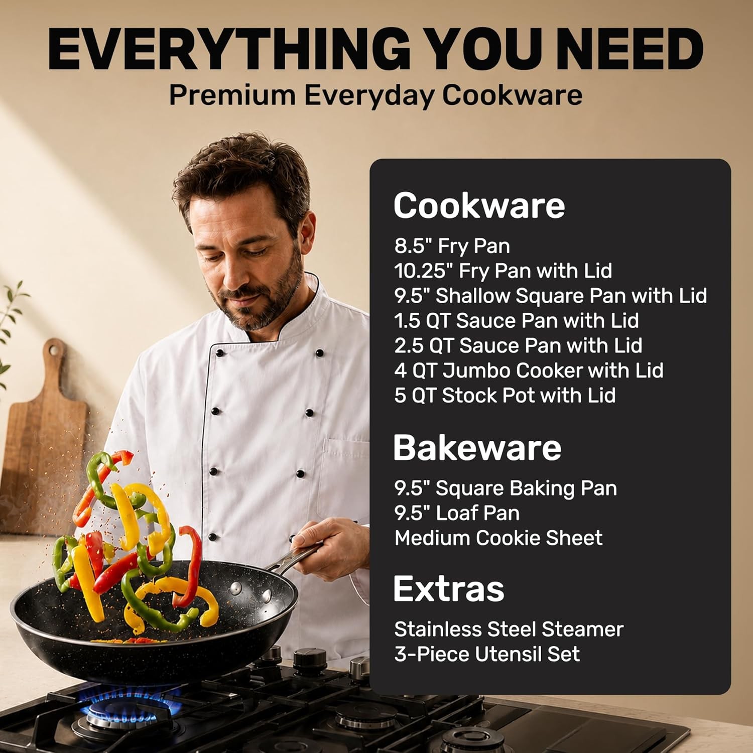 GRANITESTONE 20 Pc Complete Pots and Pans Set Non Stick Cookware Set