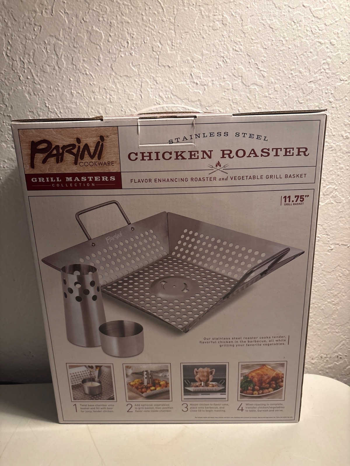 PARANI STAINLESS STEEL CHICKEN ROASTER GRILL MASTERS COLLECTION NEW IN BOX NIB
