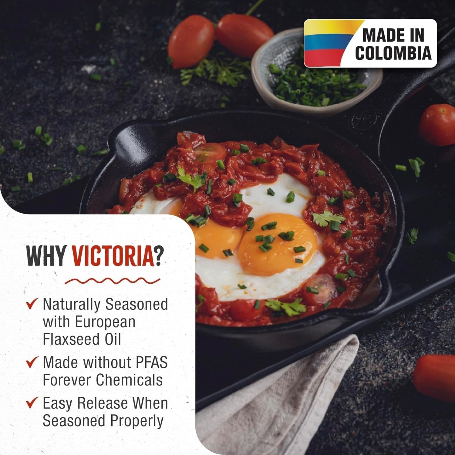 Victoria 6.5-Inch Cast Iron Skillet – Pre-Seasoned Frying Pan