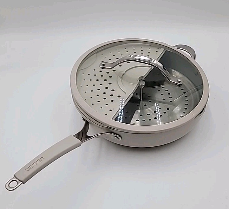 5qt Tramontina Frying Pan 4pc Set Ceramic Nonstick All In One Plus Pan Beige