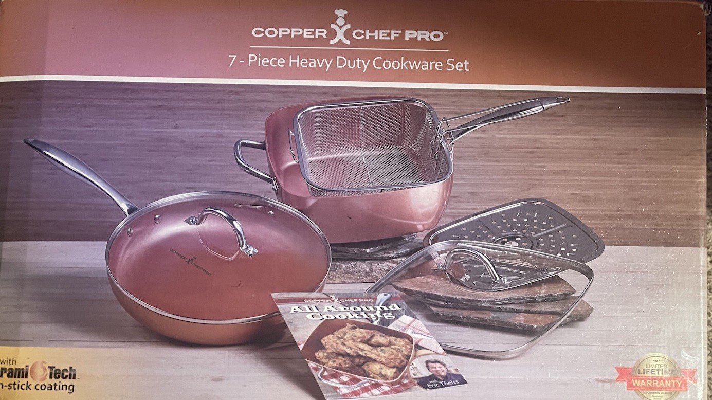 Copper Chef Pro 7 Piece Heavy Duty Cookware Set Induction Non Stick Recipes NEW