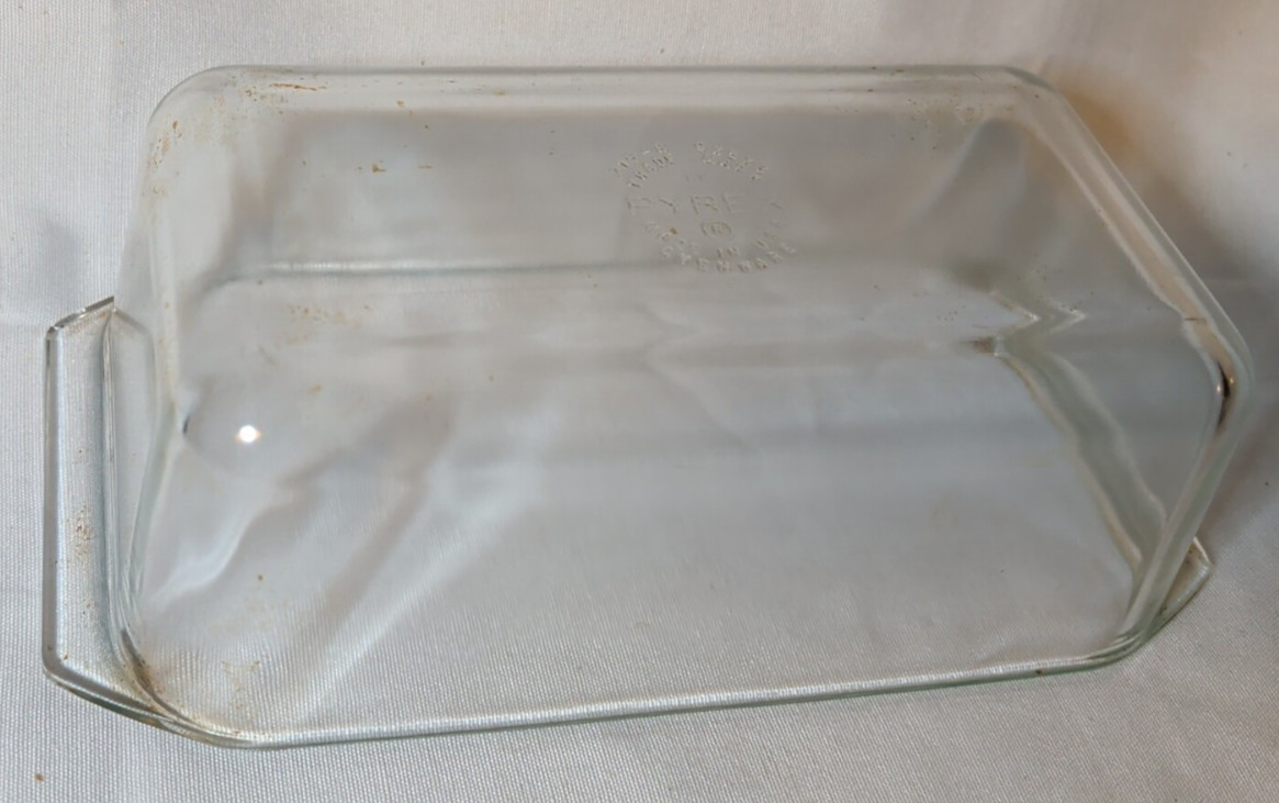 Vintage 70s PYREX #215 Clear Glass 9×5″ Bread Loaf Baking Dish ~Wide Handles USA