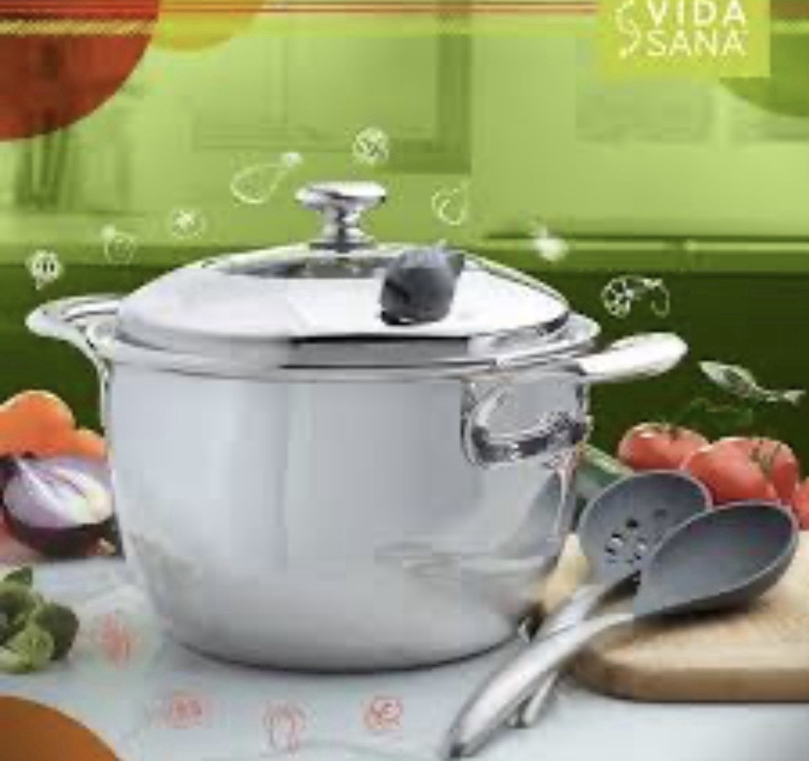 Vida Sana 7 Qt Stainless Steel Stockpot w/ Lid Double Handle, Induction Ready