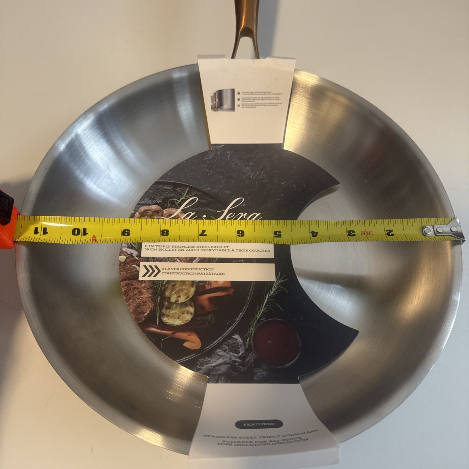 11″ Stainless Steel skillet cookware pan for all stove tops including induction