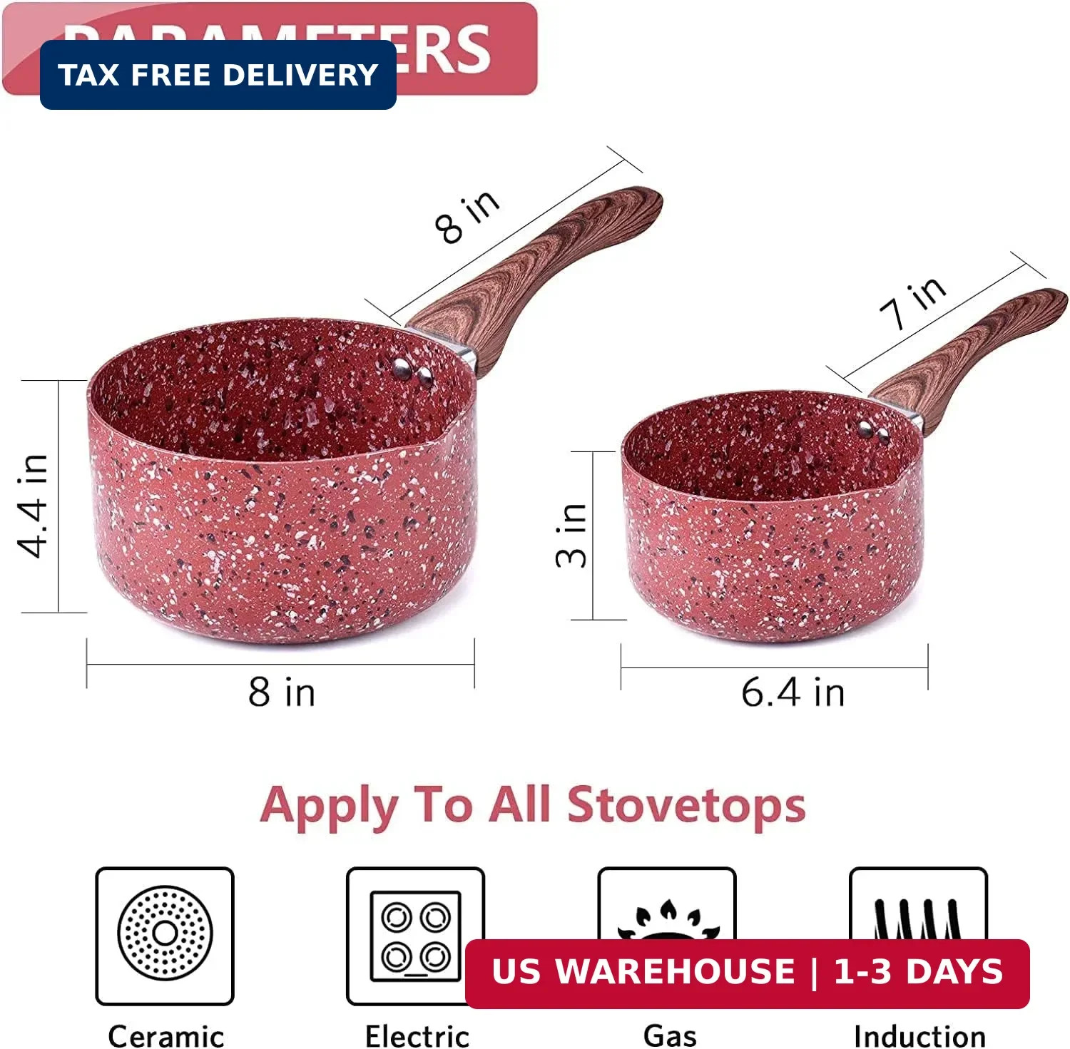 KOCH SYSTEME CS Nonstick Saucepan Set with Lid – 1.5 Quart & 3 Quart Stone Deriv