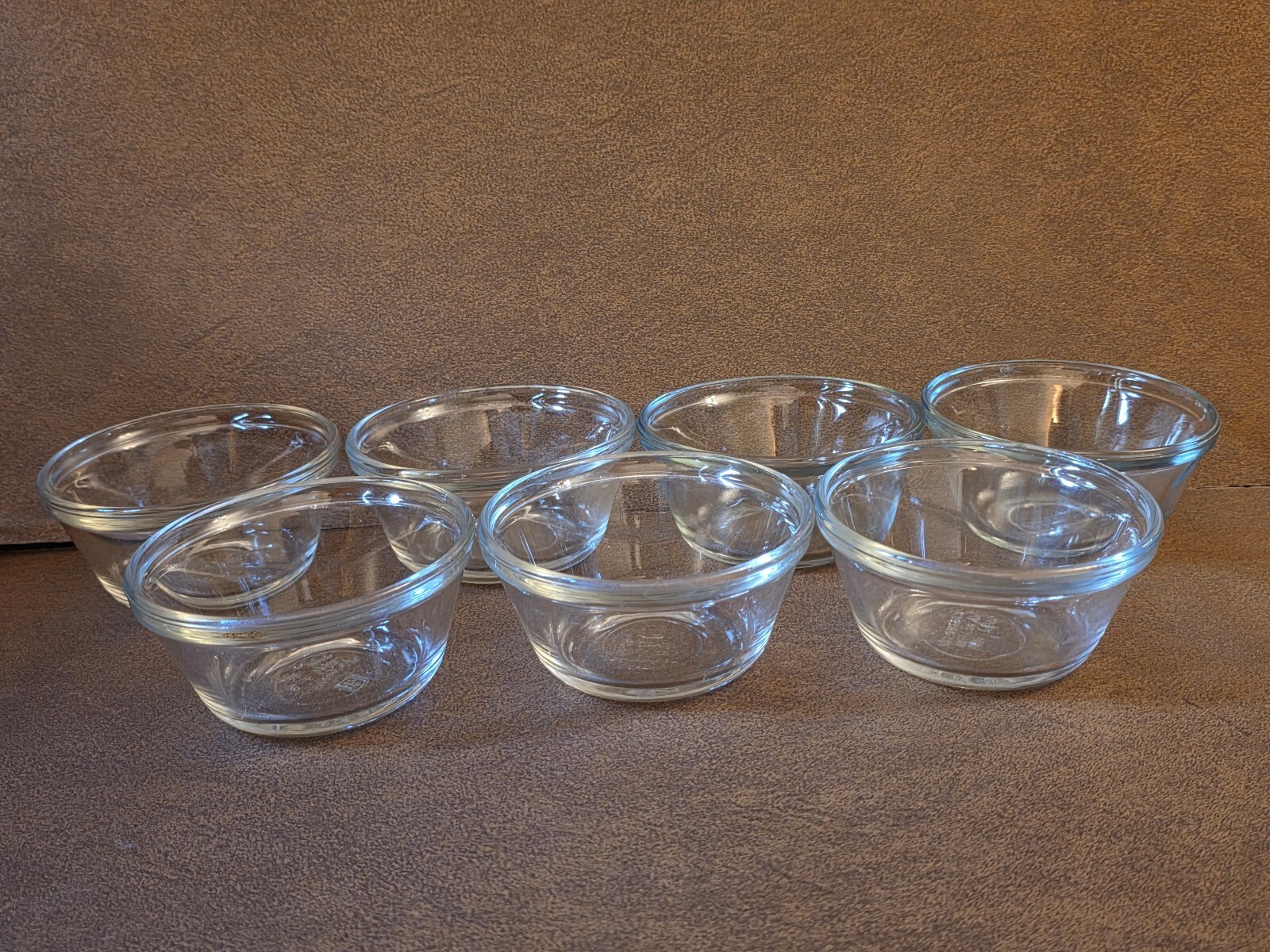 Vintage 1980s Anchor Hocking Clear Glass 6oz Custard Prep Bowls – Set of 7