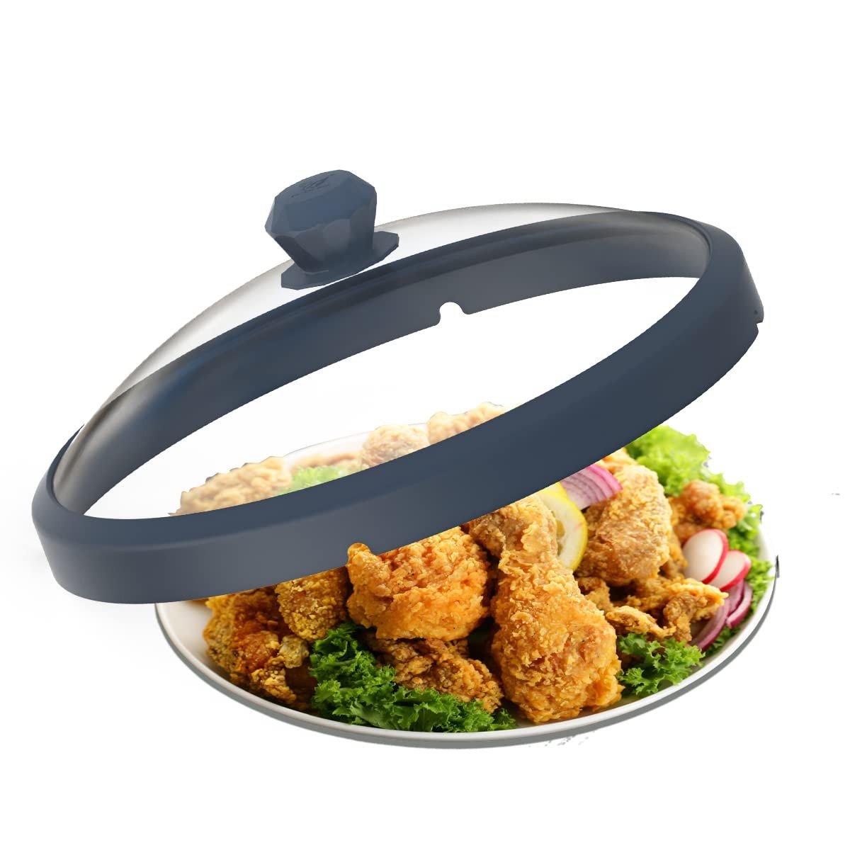 Microwave Glass Cover Splatter Guard Lid with Anti-scald Silicone Handles and…