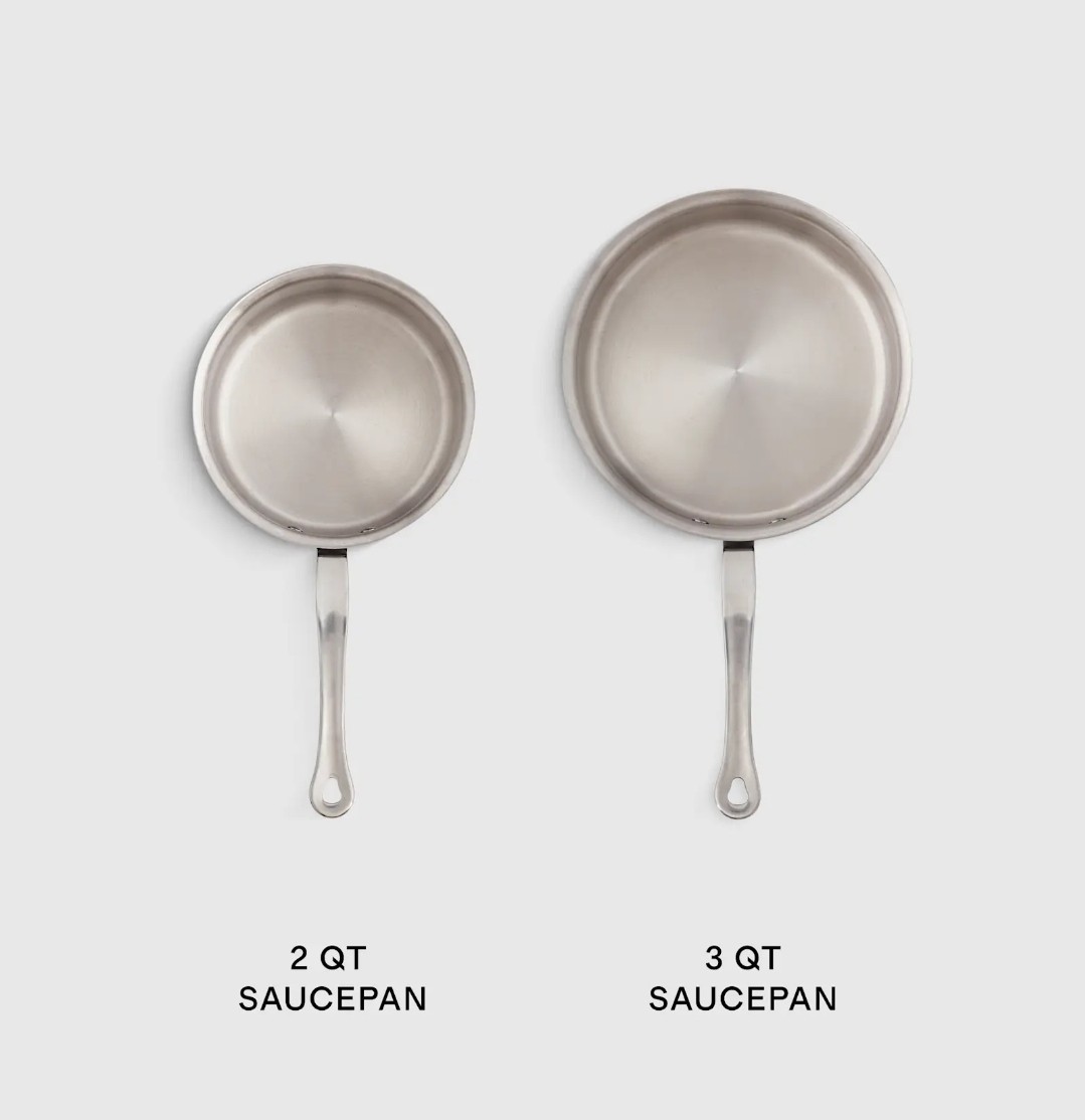 NWOT! Quince Set Of 2- 5ply Stainless Steel – 2qt & 3qt Saucepan/ Pots ! (SH)