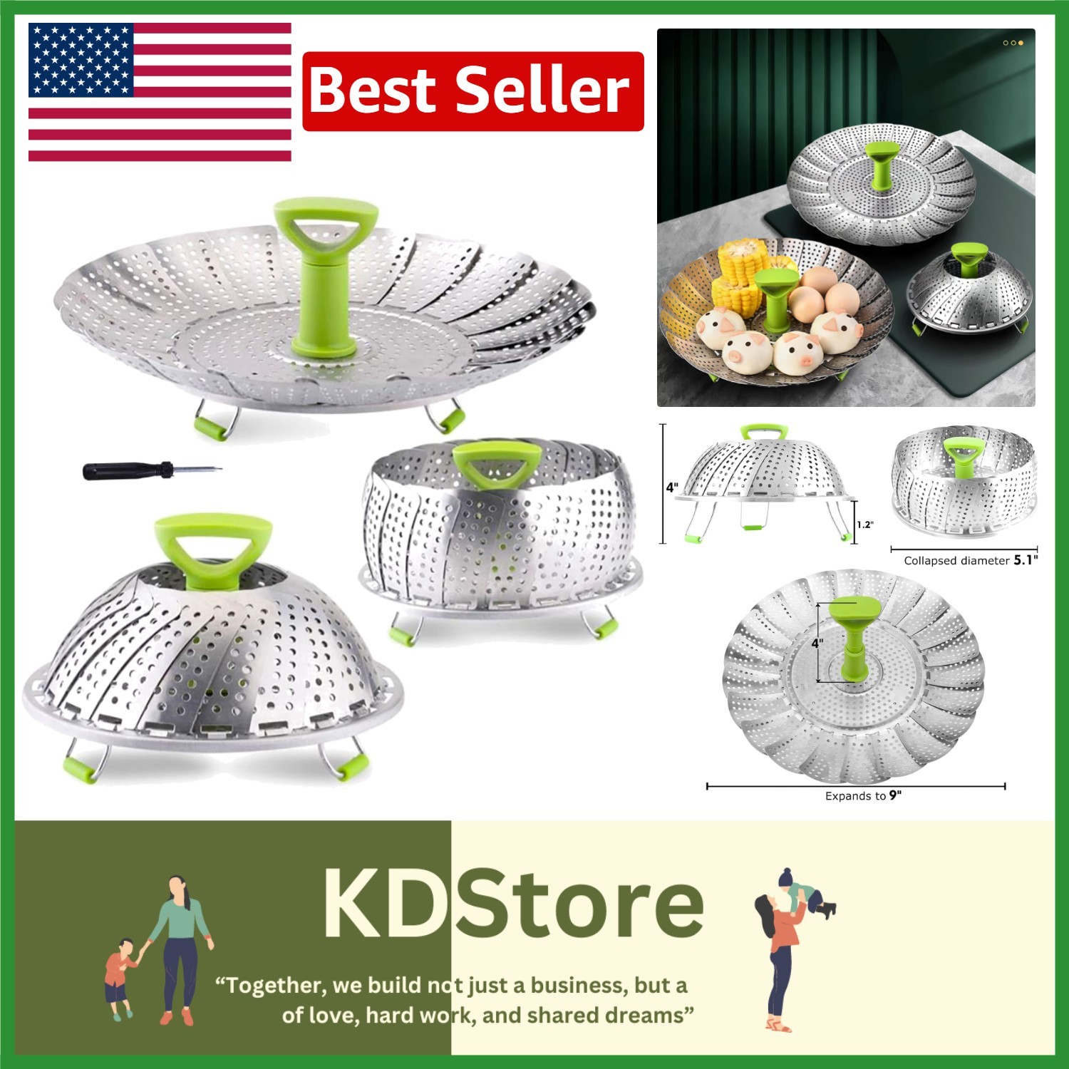 Adjustable Stainless Steel Vegetable Steamer Basket