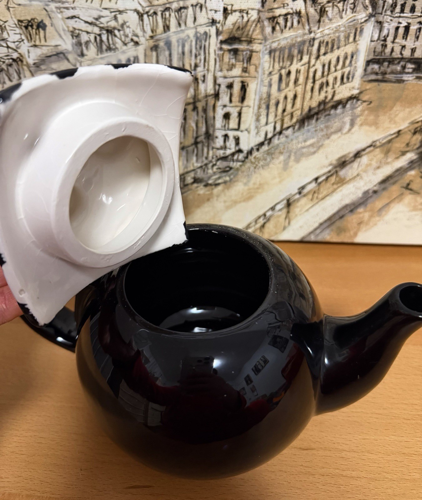 Vintage Black Teapot Checkerboard Estia Gourmet 32 oz. New Without Box.
