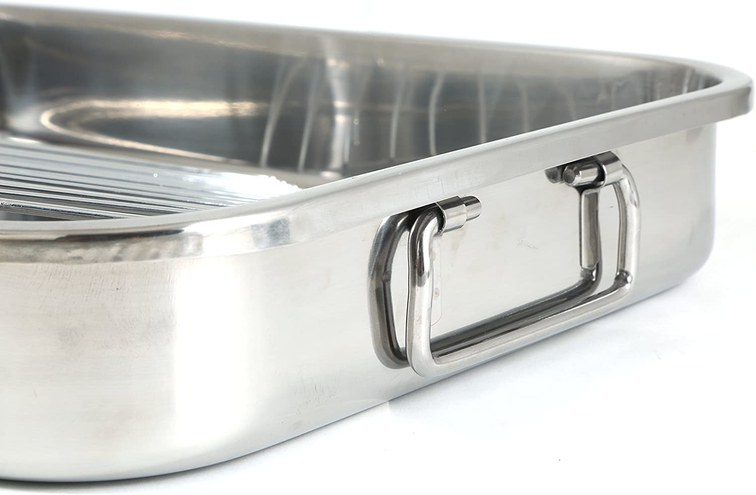 4-Piece Stainless Steel Lasagna Roasting Pan Set w Racks 12.5×9.5 16.5×12